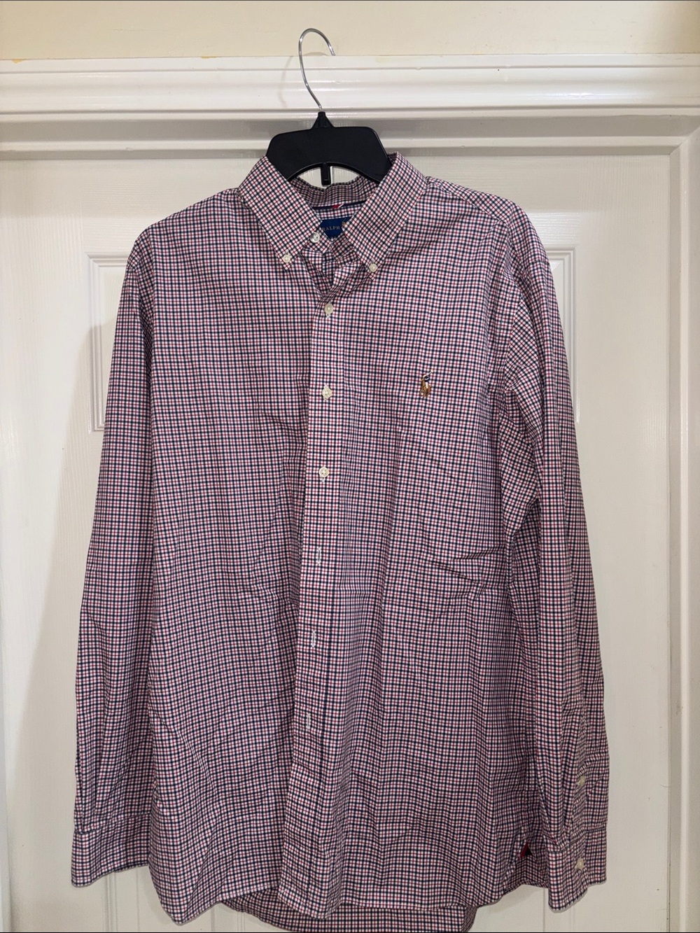 Polo by Ralph Lauren Men’s Navy and White Micro-Check Button-Down Shirt